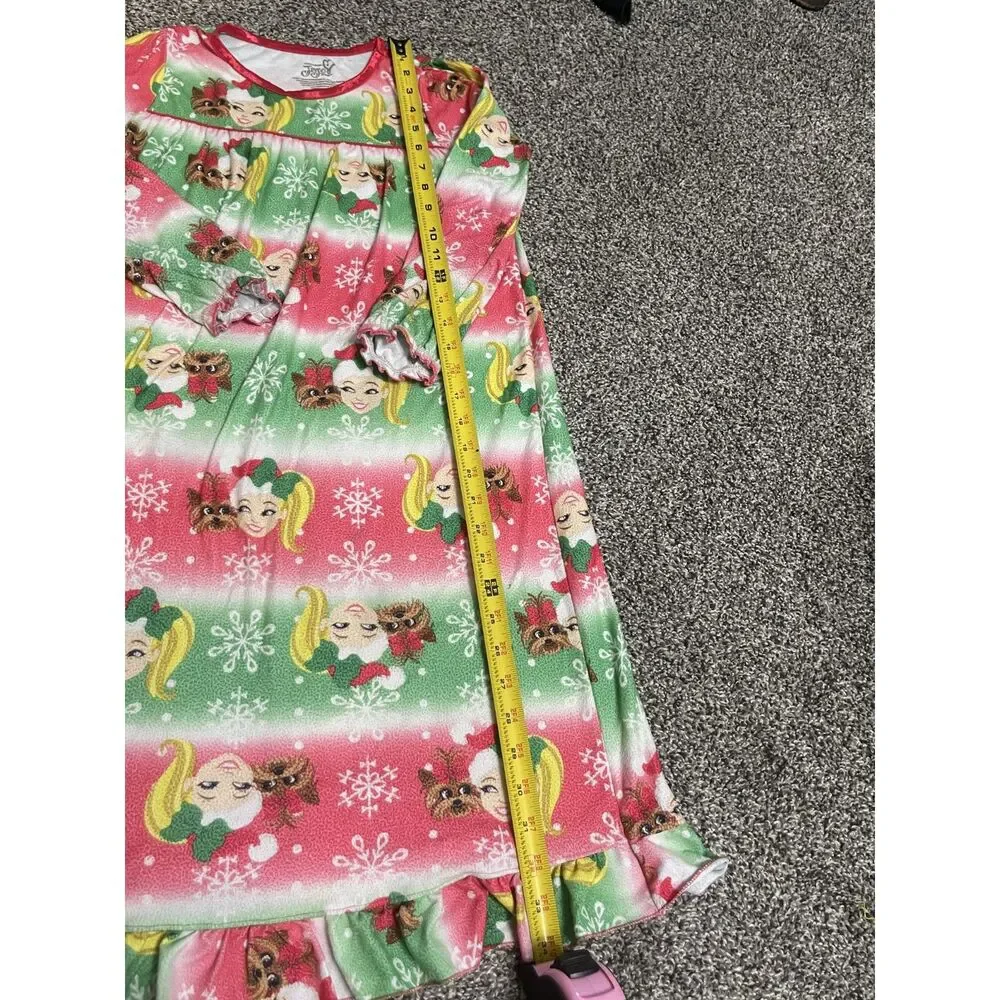 Nickelodeon JoJo Siwa Girls' Christmas Holiday Flannel long sleeve Nightgown M